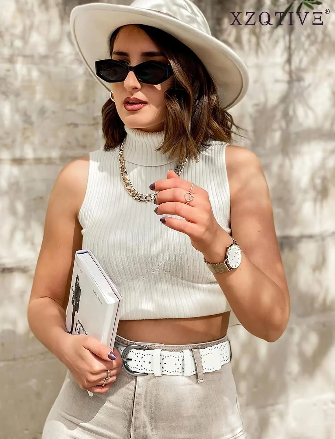 XZQTIVE Women Plus Size Leather Belt for Jeans Dresses Pants Hollow Flower Waist Belts with Solid Pin Buckle