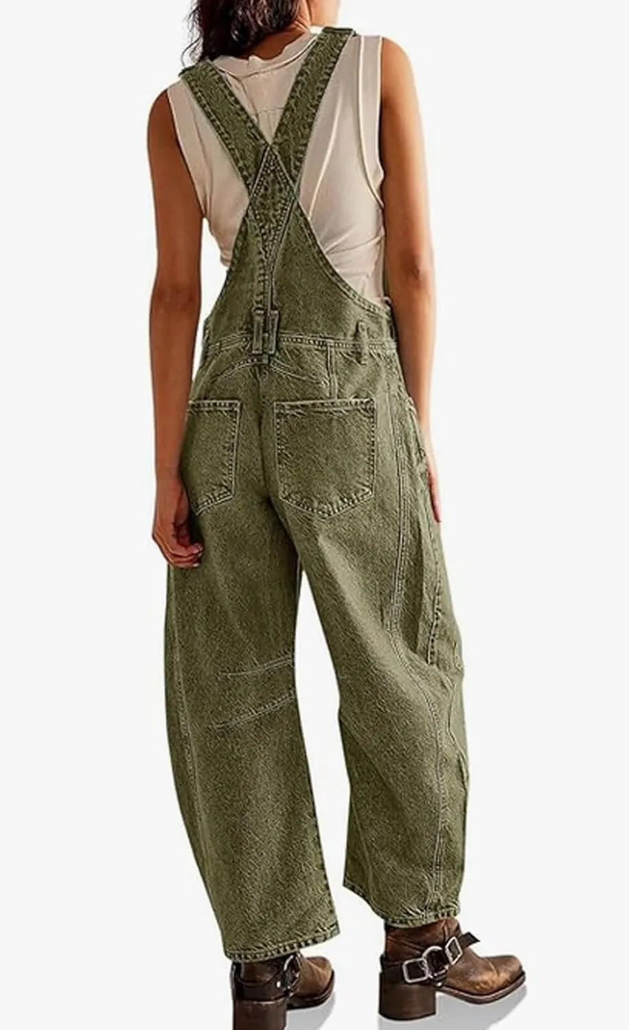 yoeasy Women's Denim Overall Barrel Wide Leg Bib Baggy Jeans Adjustable Strap Denim Romper Stretch Jumpsuit Y2K Pants