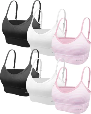 Youth Training Bras for Girls-Sports Bra, Wirefree Bra, Padded Everyday Bra Bralette,Crop Cami Tank Top (6-14)
