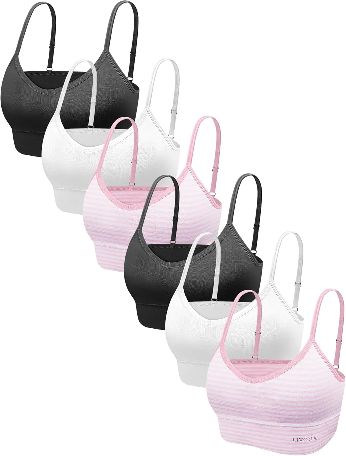 Youth Training Bras for Girls-Sports Bra, Wirefree Bra, Padded Everyday Bra Bralette,Crop Cami Tank Top (6-14)