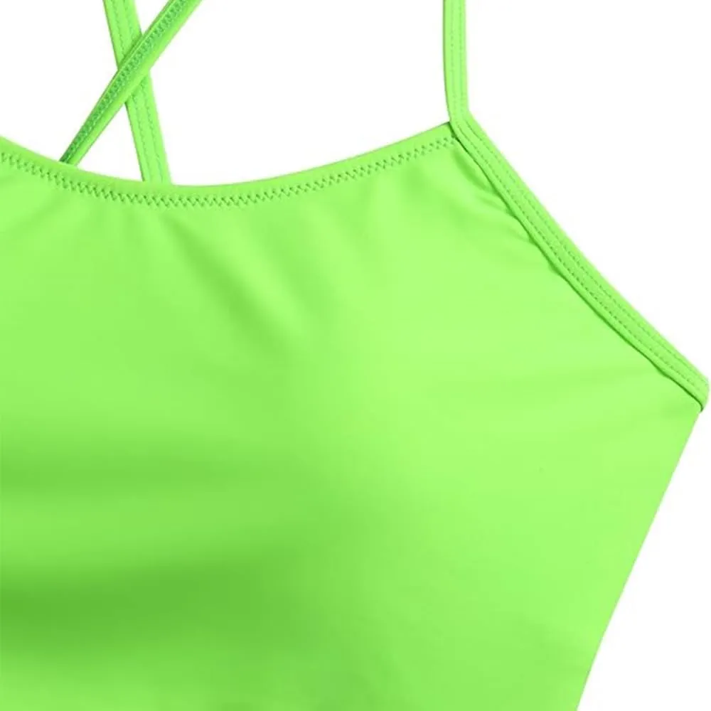 ZAFUL Women's Crisscross Ruched High Waisted Bottom Bikini Set Two Piece Swimsuit Tankini