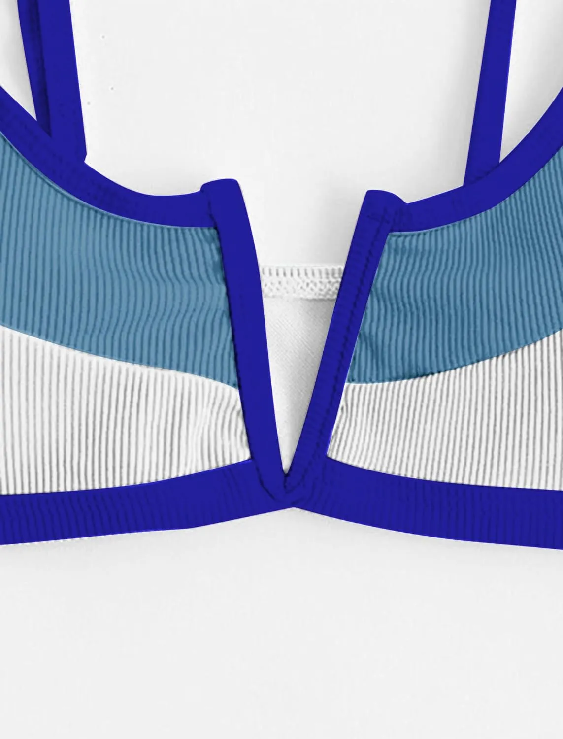 ZAFUL Women's High Cut Bikini Sets Ribbed V-Wire Cami Bikini Two Piece Swimsuit
