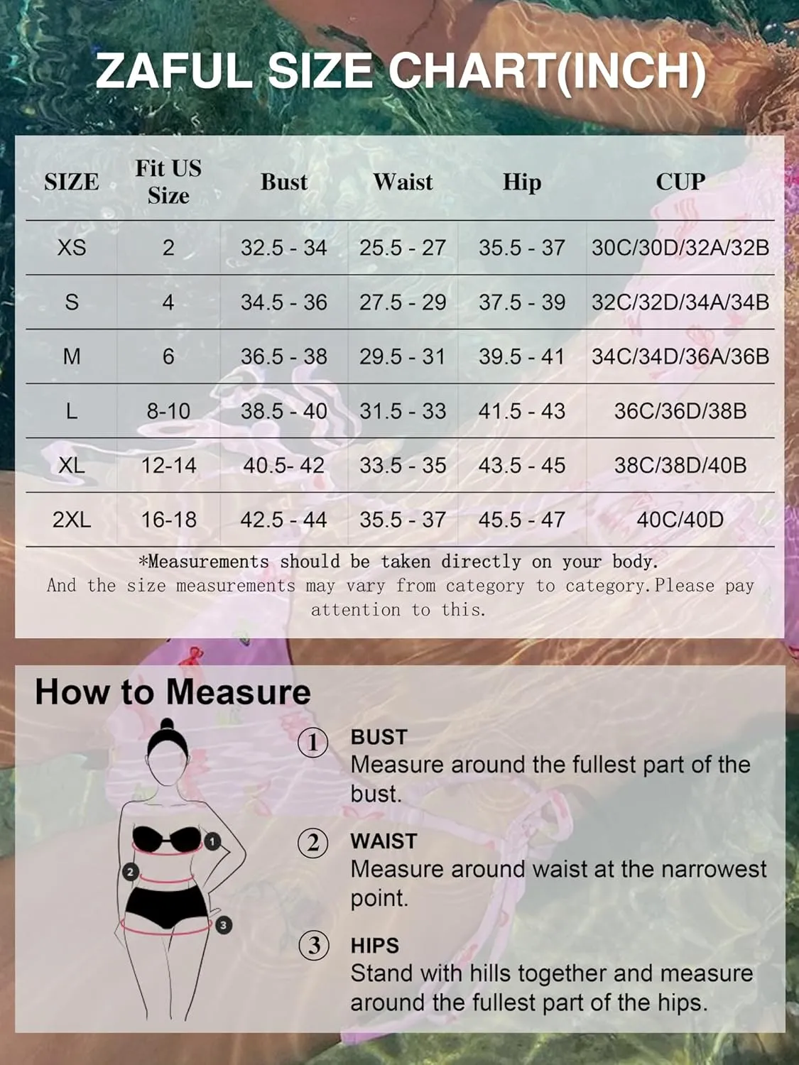 ZAFUL Women's High Cut Bikini Sets Ribbed V-Wire Cami Bikini Two Piece Swimsuit